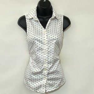 Banana Republic Black & White Polka Dot Sleeveless Blouse - Sz. 0 Petite